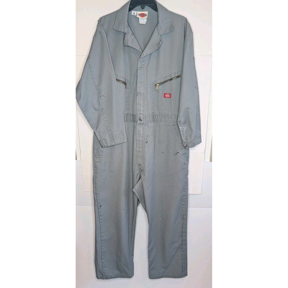 Dickies Coveralls Paint Stained Gray Chest 48 Short Sleeve Mens Workwear